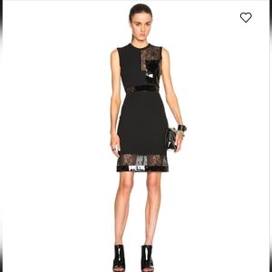 Christopher‎ Kane Lace Patent Leather Black Sheath Dress Small Cocktail Designer